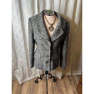 Vtg Elegant Wool Blend Womens Slimming Blazer Sz10 Dk Academia Whimsigoth Y2K